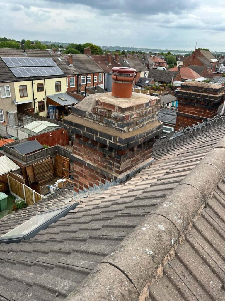 This is a photo taken from a roof which is being repaired by Lee-on-the-Solent Roofing Repairs, it shows a street of houses, and their roofs